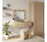 Hoopleep Coiffeuse marron avec miroir, 1 tiroir, 83 x 40 x 70 cm, en bois dérivé du bois, table de maquillage moderne pour chambre à coucher et chambre d'adolescent, rangement pratique