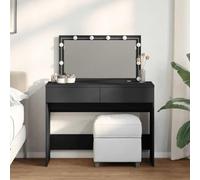 Hoopleep Coiffeuse noire avec éclairage LED, 100 x 40 x 120 cm, table de maquillage avec miroir, 2 tiroirs pour chambre à coucher et chambre d'adolescent, rangement pratique