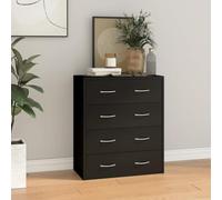 Hoopleep Commode à 4 tiroirs, 60 x 30,5 x 71 cm, noire, en bois dérivé, rangement de chambre à coucher, meuble pour vêtements