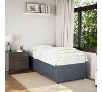Hoopleep Dark Gray Velvet Upholstered Bed Frame, 100x200 cm, Platform Design with Sturdy Slats, No Mattress Included, Elegant Bedroom Furniture, Durable Construction for Optimal Support