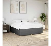 Hoopleep Dark Grey Fabric Upholstered Platform Bed Frame, 180x200 cm King Size, Durable Polyester Material, Sturdy Pine Wood Support, No Mattress Included