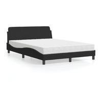 Hoopleep Dover Queen Bed Frame with Mattress, Black Velvet Platform Bed, 140x190 cm, Metal & Wood Slats, Headboard Included, No Box Spring Needed, Full Body Support