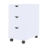 Hoopleep Élément de tiroir à roulettes, 33 x 45 x 60 cm, blanc, en bois dérivé du bois, 3 tiroirs, rangement mobile pour bureau, garde-manger, meuble moderne
