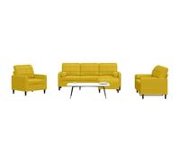 Hoopleep Ensemble canapé 4 pièces en velours jaune avec coussin, traversin, structure en métal, 1 fauteuil, 1 2 places, 1 3 places, repose-pieds, largeur 77-197 cm, pour salon, confortable