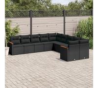 Hoopleep Ensemble de 10 canapés de jardin en polyrotin noir avec coussins, salon d'extérieur modulaire pour terrasse et jardin, avec espace de rangement et sac imperméable
