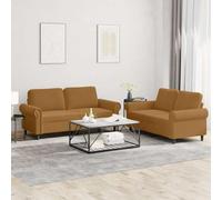 Hoopleep Ensemble de 2 canapés en velours marron, structure en métal robuste, 152/172 cm de large, confortable, avec coussins, design moderne pour la maison