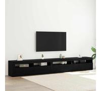 Hoopleep Ensemble de 3 meubles TV - Aspect chêne noir - 270 x 35 x 40 cm - Meuble bas moderne avec éclairage LED - Centre multimédia pour le salon - Matériau en bois