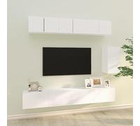 Hoopleep Ensemble de 6 meubles TV en bois blanc - Montage mural - Design moderne pour le salon - Grand espace de rangement - 60 x 30 x 30 cm - 100 x 30 x 30 cm