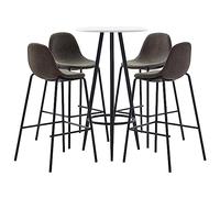 Hoopleep Ensemble de bar 5 pièces en tissu gris foncé, table haute moderne avec 4 tabourets de bar, acier revêtu par pulvérisation et MDF, 60 x 107,5 cm, pour cuisine, salle à manger et jardin