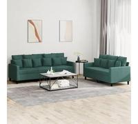 Hoopleep Ensemble de canapé 2 pièces en velours vert foncé, structure en métal robuste, rembourrage confortable, pour le salon, avec 8 grands et 10 petits, 138/198 x 77 x 80 cm