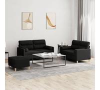 Hoopleep Ensemble de canapé 3 pièces avec coussins, housse en tissu, structure en métal robuste, canapé confortable pour le salon, 2 x 2 places et repose-pieds