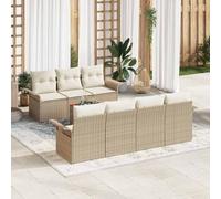 Hoopleep Ensemble de Canapé de Jardin avec Espace de Rangement 8 Pièces Beige et Crème Poly Rotin Modulable Résistant aux UV Résistant aux Intempéries pour Terrasse Extérieur