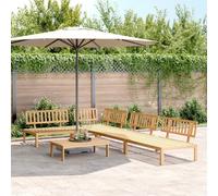 Hoopleep Ensemble de canapé de jardin en palettes en bois massif d'acacia traité à l'huile, ensemble de salon d'extérieur modulaire pour terrasse, balcon, ensemble de sièges robustes