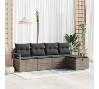 Hoopleep Ensemble de canapés en polyrotin avec coussins, modulables, résistants aux intempéries, aux UV, compartiments de rangement, pour terrasse, balcon, jardin, extérieur - Gris