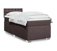 Hoopleep Ensemble de lit boxspring marron foncé avec matelas à ressort de poche et surmatelas, cadre de plate-forme rembourré en tissu de 80 x 200 cm avec tête, ferme moyenne pour un soutien optimal