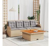 Hoopleep Ensemble de meubles de jardin 3 pièces avec coussins beige en rotin synthétique, dossiers réglables, résistant aux intempéries, pour extérieur, terrasse et salle à manger