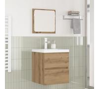 Hoopleep Ensemble de meubles de salle de bain 2 pièces en chêne artisanal et blanc, moderne, montage mural, avec miroir et meuble de lavabo pour un rangement élégant