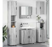 Hoopleep Ensemble de vanité moderne pour salle de bain, armoire murale 5 pièces, avec portes, finition sonoma gris, 61 x 35 x 64 cm, en bois composite durable pour petites salles de bains, facile à