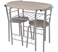 Hoopleep Ensemble table de petit-déjeuner moderne en MDF et fer, 80 x 53 x 74 cm, peu encombrant, pour salle à manger et cuisine, avec 2 chaises, idéal pour les petits appartements et bistrot