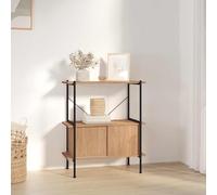 Hoopleep Étagère à 3 étages et armoire, 80 x 40 x 92 cm, en acier dérivé du bois, haute, noire, pour chambre à coucher, bureau et salon, organiseur pratique