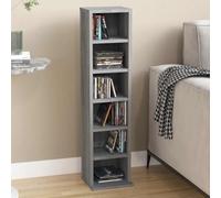 Hoopleep Étagère à CD grise Sonoma - 21 x 20 x 88 cm - En bois - Petite bibliothèque avec 6 compartiments - Rangement polyvalent pour pièce et chambre à coucher
