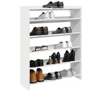 Hoopleep Étagère à chaussures, blanche, 80 x 25 x 100 cm, matériau en bois, meuble à chaussures étroit pour entrée, organisateur pratique pour chaussures, grande stabilité