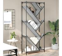 Hoopleep Étagère à livres grise Sonoma 79 x 30 x 180 cm, matériau dérivé du bois, structure en métal, design en forme d'arbre, étagère sur pied pour salon, bureau, chambre à coucher
