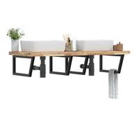 Hoopleep Étagère de lavabo murale en bois d'acacia robuste et acier noir, 140 x 60 x 4 cm, meuble de salle de bain, peu encombrant, pour lavabo, serviettes, étagère polyvalente, capacité de charge