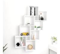 Hoopleep Étagère de rangement murale en forme de cube blanc, 90 x 15 x 119 cm, en bois ingénierie pour livres, collections, ornements, maximisant l'espace de rangement dans le salon, la chambre, le