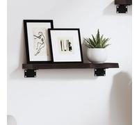 Hoopleep Étagère murale en chêne massif marron foncé, 40 x 10 x 2 cm, bord naturel, traité, flottante, pour salon, chambre à coucher et bureau, style rustique, grande capacité de charge, étagère