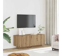 Hoopleep Étagère TV en chêne artisanal, 100 x 35 x 40 cm, matériau du bois, console multimédia pour salon, stable et résistante à l'humidité, espace de rangement pratique