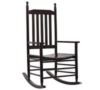 Hoopleep Fauteuil à bascule avec assise incurvée en bois de peuplier marron, bois massif design vintage pour salon, terrasse, 60,5 x 82 x 114 cm, durable