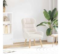 Hoopleep Fauteuil crème 69 x 74 x 93 cm, tissu sherpa, pieds en bois massif, fauteuil de salon confortable pour salon, chambre à coucher, coin lecture
