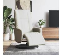 Hoopleep Fauteuil de relaxation avec repose-pieds en cuir synthétique crème pivotant à 360° réglable confortable pour salon, chambre à coucher, fauteuil de lecture, fauteuil lounge