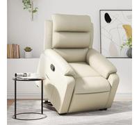 Hoopleep Fauteuil de relaxation électrique en cuir synthétique crème - Fonction couchage manuel - Poche latérale - Capacité de charge de 110 kg - Pour salon, chambre à coucher - 75 x 92,5 x 100 cm