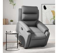 Hoopleep Fauteuil de relaxation en cuir synthétique gris avec aide au lever électrique, fonction couchée manuelle, fauteuil confortable pour le salon, charge maximale 110 kg, 75 x 92,5 x 100 cm