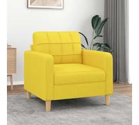 Hoopleep Fauteuil de salon en tissu jaune clair 60 cm avec structure en métal, fauteuil confortable rembourré robuste et stable