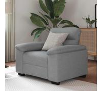 Hoopleep Fauteuil lounge gris clair 60 cm avec revêtement en tissu, structure en bois et métal robuste, fauteuil rembourré confortable pour salon, bureau, polyvalent