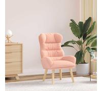 Hoopleep Fauteuil rose 69 x 74 x 93 cm en tissu Sherpa - Fauteuil de salon confortable avec pieds en bois massif - Pour salon, chambre à coucher, coin lecture
