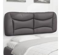 Hoopleep Hvar - Coussin de tête de lit rembourré en cuir synthétique - Gris - 150 cm - Pour lit de 140 cm - Résistant aux taches - Montage mural - Dossier confortable