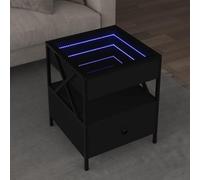 Hoopleep Infinity Table à café à LED, composite de bois noir, 40 x 40 x 51 cm, éclairage RVB, table latérale moderne pour salon, chambre à coucher, utilisation polyvalente