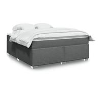 Hoopleep Lit à sommier gris foncé avec matelas, 180 x 200 cm, plateforme rembourrée en tissu, matelas à ressort de poche moyen pour un soutien optimal et un sommeil réparateur