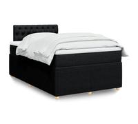 Hoopleep Lit à sommier noir avec matelas, 120 x 190 cm, taille queen tissu rembourré, matelas à ressorts de poche et surmatelas lavable pour un soutien optimal, lattes à profil bas