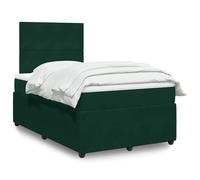 Hoopleep Lit à sommier tapissier 120 x 190 cm en velours vert foncé, tête de lit réglable en hauteur, matelas à ressorts ensachés, surmatelas confortable pour un sommeil réparateur