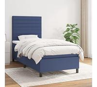 Hoopleep Lit à sommier tapissier avec matelas bleu, 80 x 200 cm, housse en tissu, tête de lit réglable en hauteur, matelas à ressorts ensachés, soutien mi-ferme