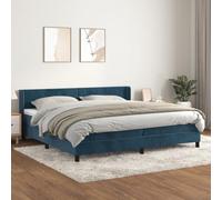 Hoopleep Lit à sommier tapissier avec matelas bleu foncé, 200 x 200 cm, en velours, tête de lit réglable en hauteur, matelas à ressorts ensachés, soutien mi-ferme