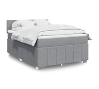 Hoopleep Lit à sommier tapissier avec matelas gris clair, 160 x 200 cm, taille queen, housse en tissu, matelas à ressorts ensachés, éclairage LED, surmatelas confortable pour un sommeil réparateur