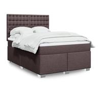 Hoopleep Lit à sommier tapissier avec matelas, marron foncé, 160 x 200 cm, housse en tissu, lit double confortable avec tête de lit réglable en hauteur, matelas à ressorts ensachés et surmatelas pour