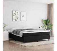 Hoopleep Lit à sommier tapissier avec matelas, noir, 160 x 200 cm, housse en tissu, matelas à ressorts ensachés, soutien moyennement dur, surmatelas doux pour la peau, lattes en contreplaqué, kit