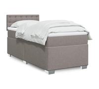 Hoopleep Lit à sommier tapissier, avec matelas taupe, 90 x 200 cm, en tissu, pieds en plastique renforcé, housse amovible, matelas à ressorts ensachés à fermeté moyenne, surmatelas confortable